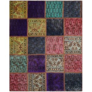 Vintage persischer handgeknüpfter Patchwork-Teppich kariert