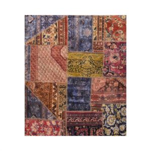 Vintage persischer handgeknüpfter Patchwork-Teppich geometrisch