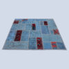 Persischer handgeknüpfter Patchwork-Teppich geometrisch blau