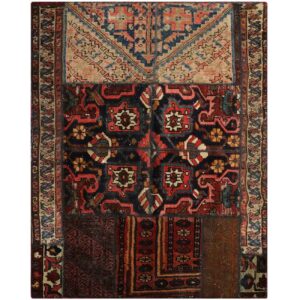 Vintage persischer handgeknüpfter Patchwork-Teppich braun