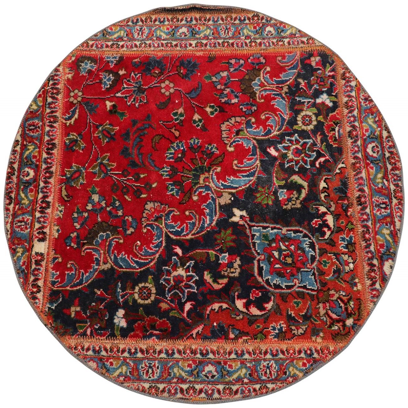 Vintage persischer handgeknüpfter Patchwork-Teppich floral rot