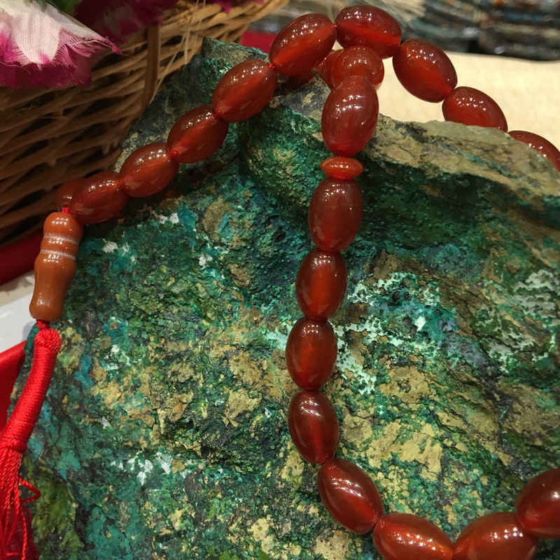 Islamischer Achat-Rosenkranz mit 33 Gebetsperlen Tasbih Rot II