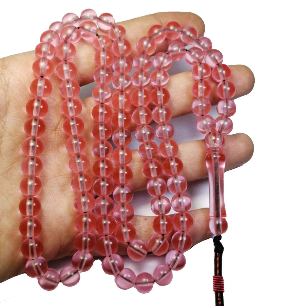 Islamischer Rosenkranz aus Sandelholz-Harz mit 101 Gebetsperlen – Tasbih in Rosa