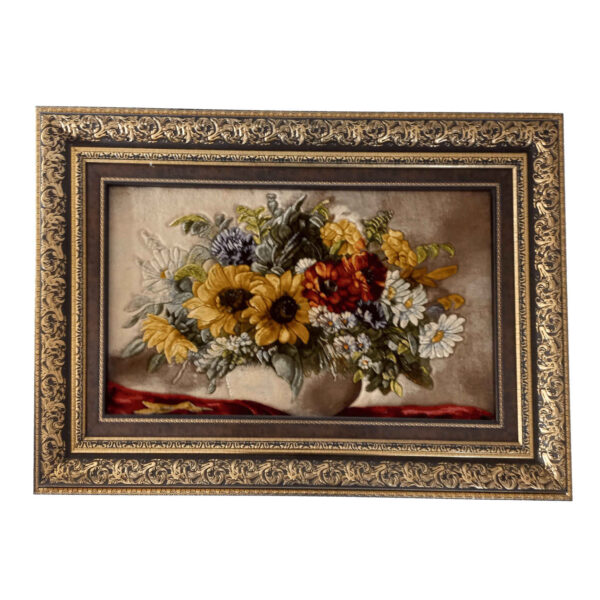 Handgeknüpfter persischer Bildteppich, der eine Sonnenblume darstellt