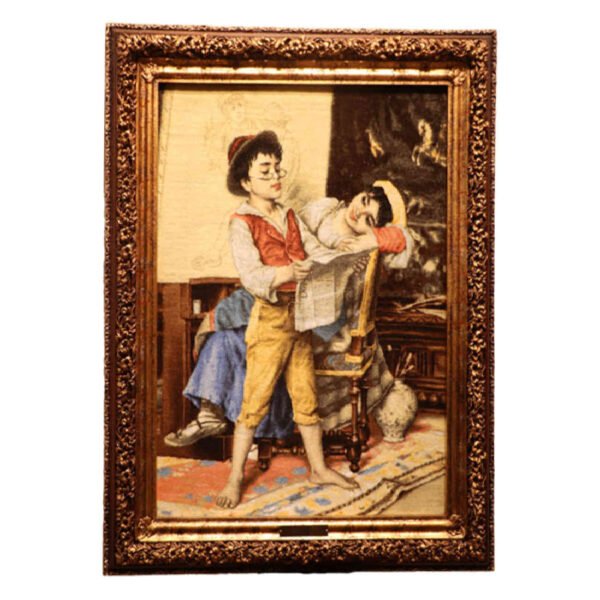 Handgeknüpfter persischer Bildteppich aus Tabriz, der Kinder darstellt