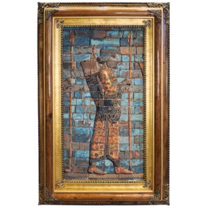 Handgeknüpfter persischer Bildteppich aus Tabriz, der einen Persepolis-Soldaten darstellt