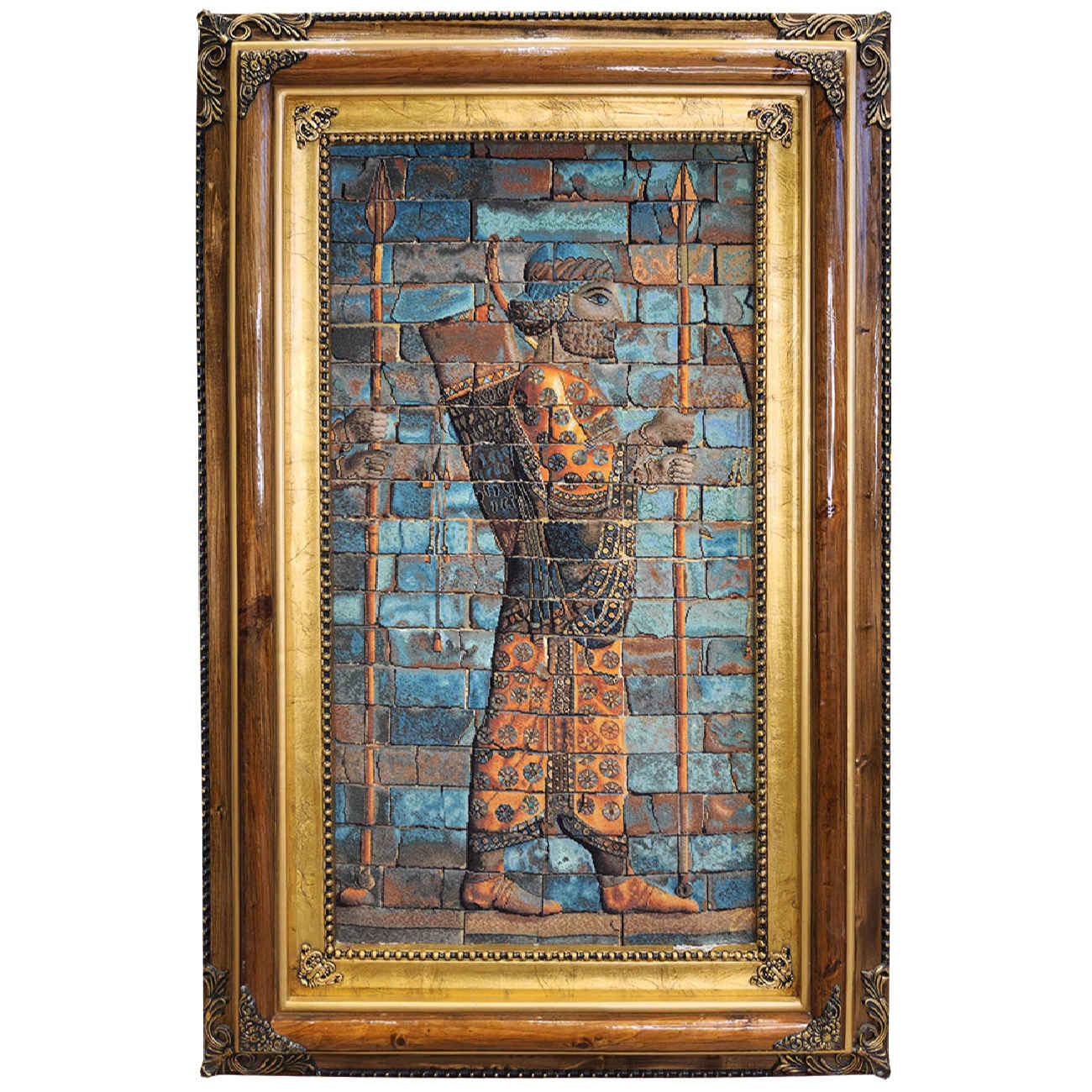 Handgeknüpfter persischer Bildteppich aus Tabriz, der einen Persepolis-Soldaten darstellt