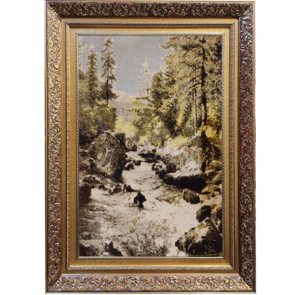 Handgeknüpfter persischer Bildteppich aus Tabriz, der einen Schmelzwasserfluss darstellt