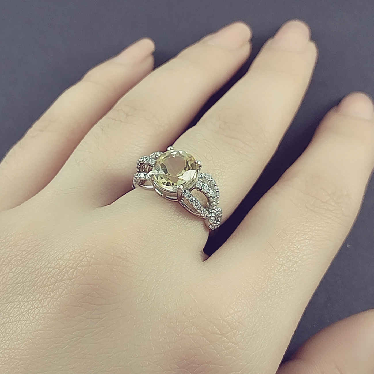 Gelber Citrin Silberring für Damen Gelareh