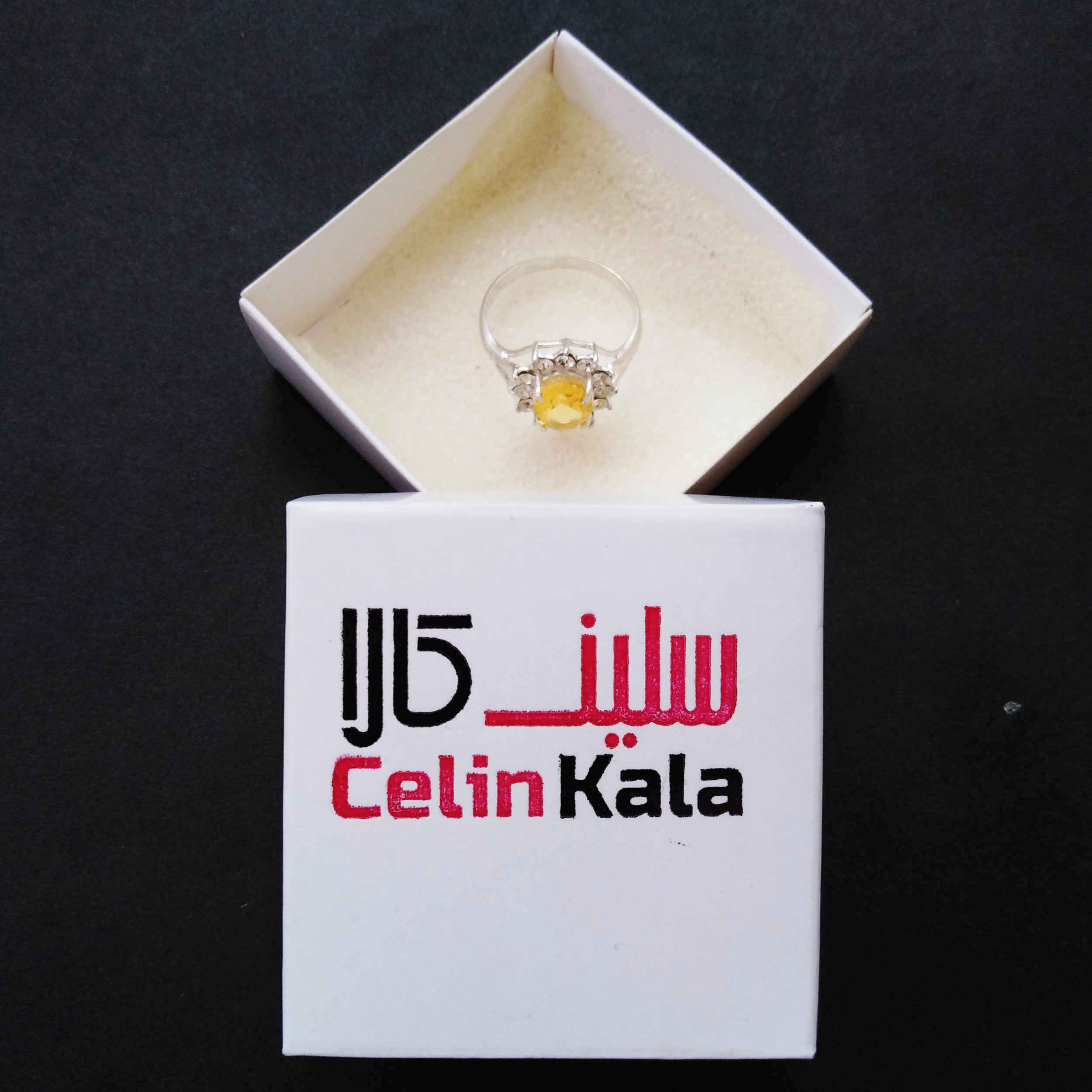 Gelber Citrin Silberring für Damen Handgefertigt