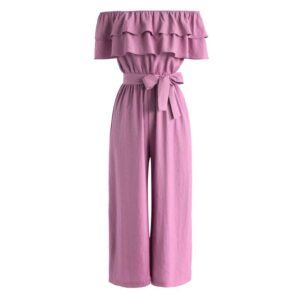 Rosa Off-the-Shoulder Jumpsuit mit Rüschen für Frauen
