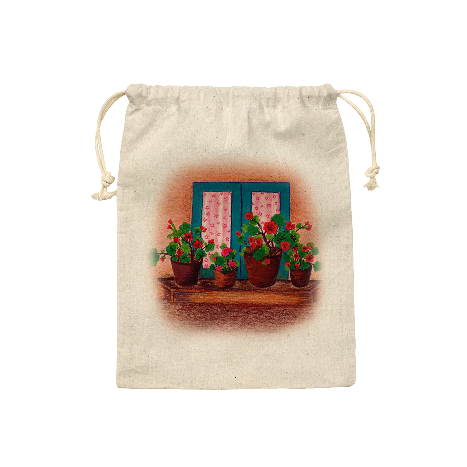 Baumwoll-Aufbewahrungstasche mit Kordelzug - Umweltfreundlich und wiederverwendbar mit Blumenmuster