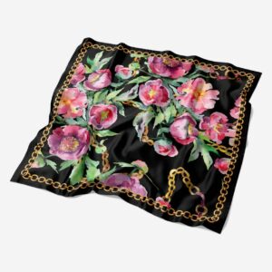 Damenschal – Schwarzes Blumendesign für Alle Jahreszeiten