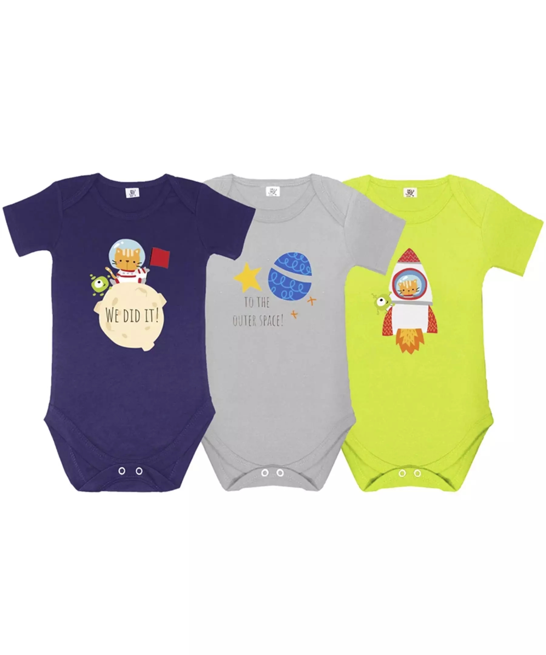 Set von 3 Lap Shoulder Baby Bodysuit Kurzarm