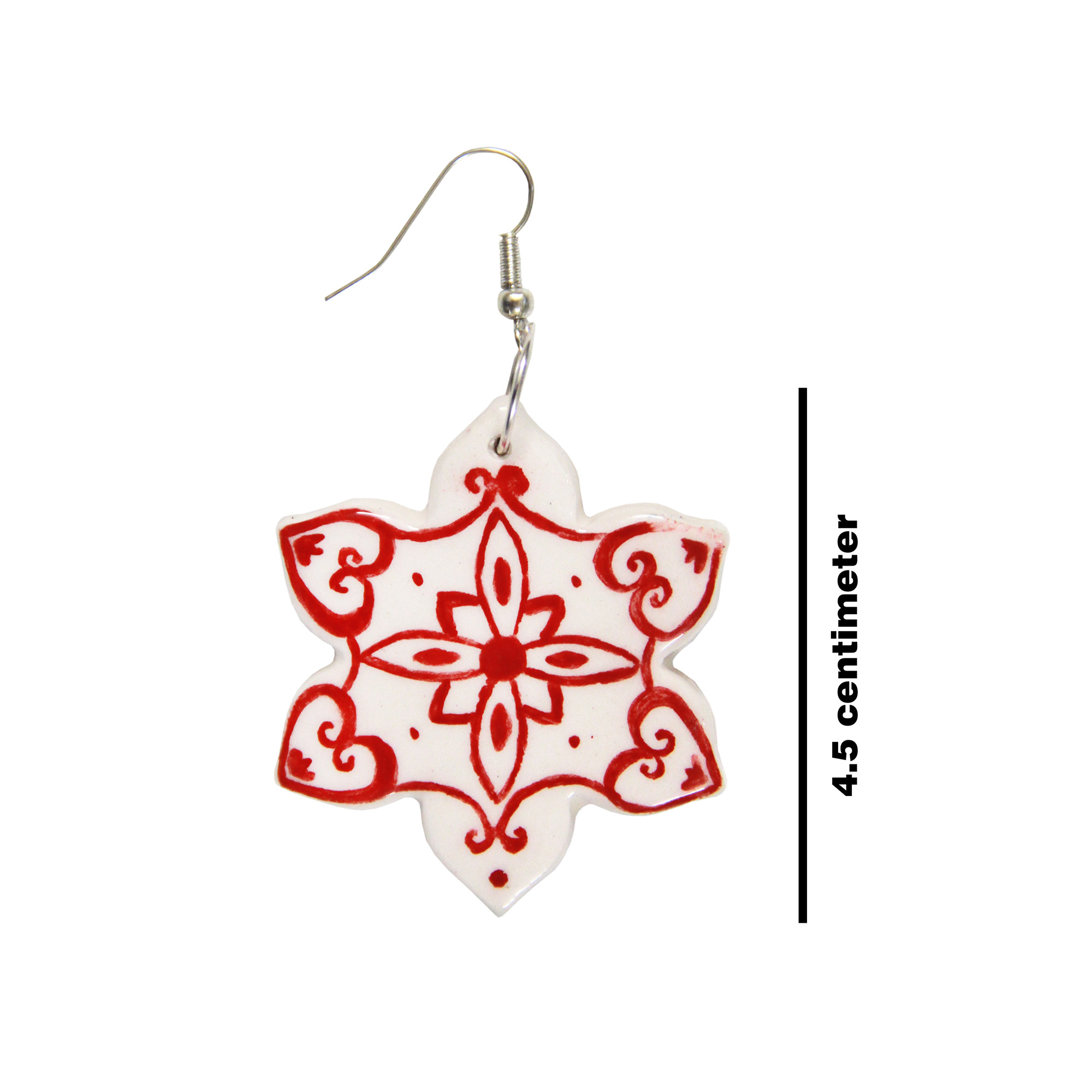 Handgefertigte Keramikohrringe für Frauen im traditionellen Blumenstil