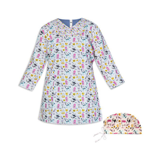 Damen-V-Ausschnitt Veterinär-Scrub-Uniform mit Mütze – Klassisch & Bequem