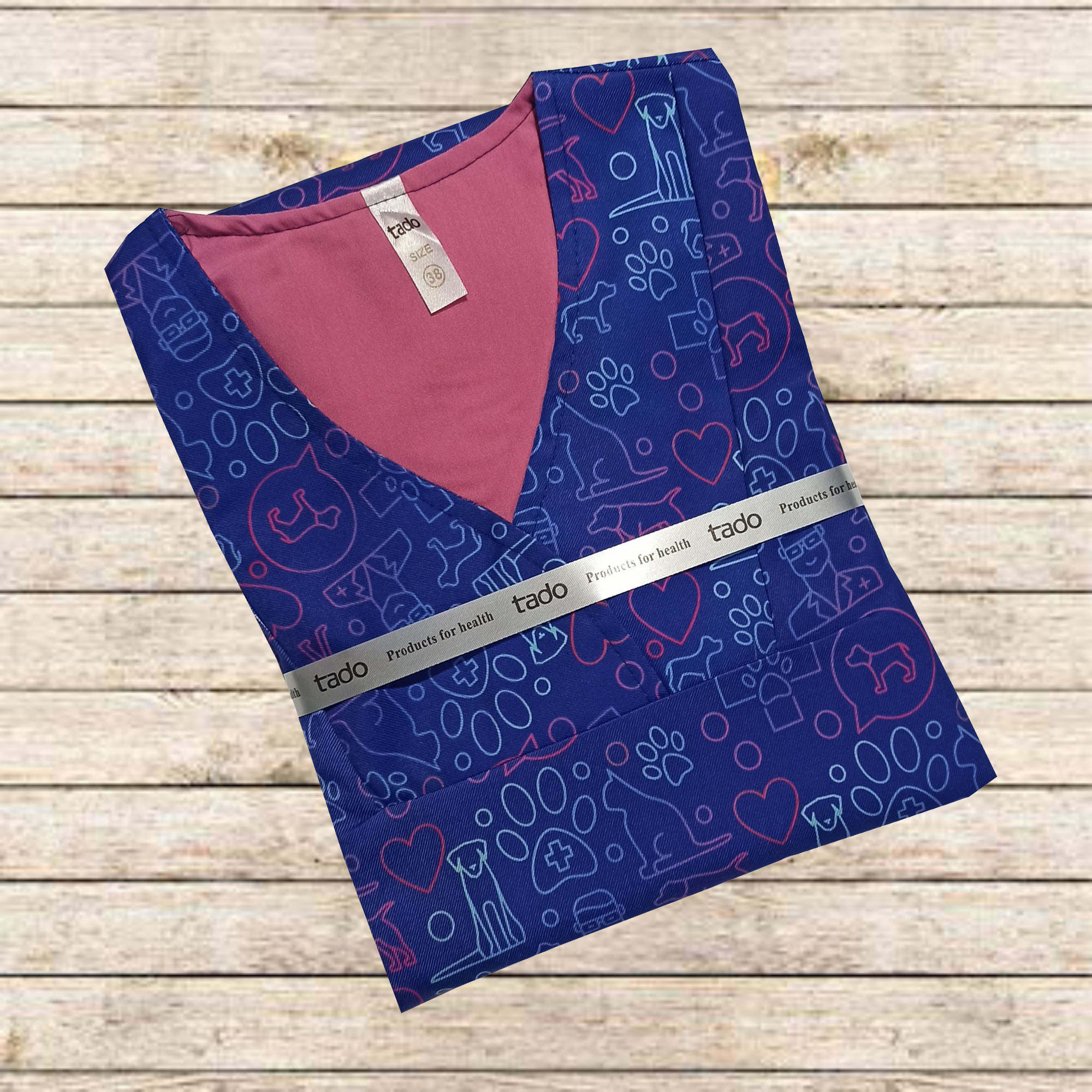 Damen-Langärmliges Veterinär-Scrub-Uniform mit 3 Taschen – Praktisch & Stilvoll