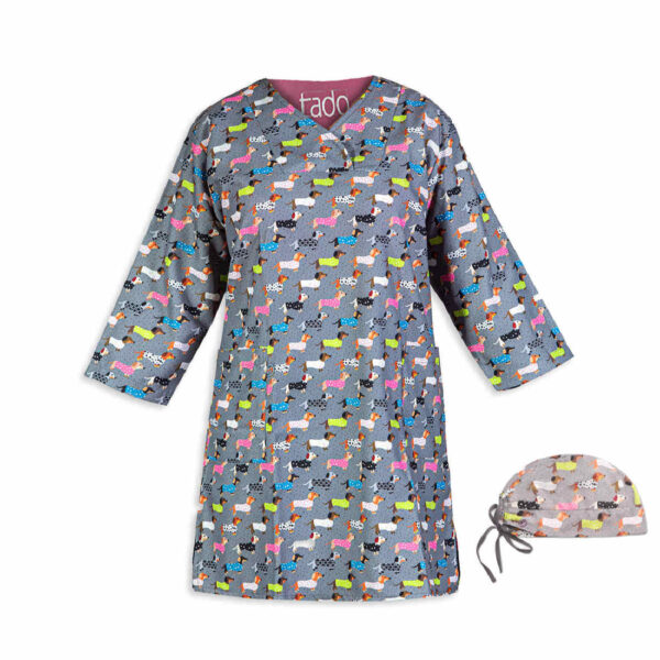 Damen-Veterinär-Scrub-Uniform mit Mütze & 3 Taschen – Funktional & Stilvoll