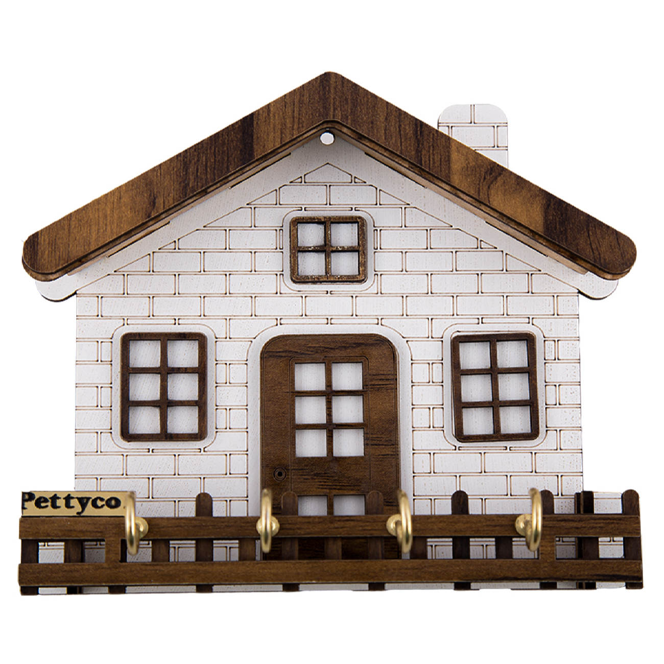 Wand-Schlüsselhalter mit 4 Haken und Häuschen-Design