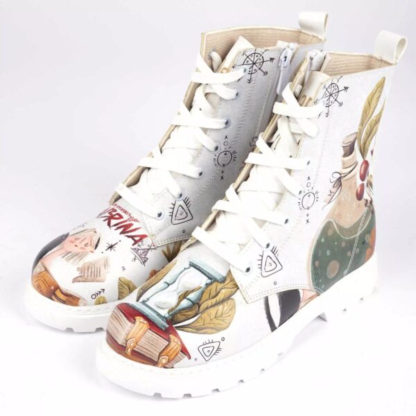 Graffiti-Druck Stiefelette für Frauen – Synthetisches Leder & Roper-Absatz