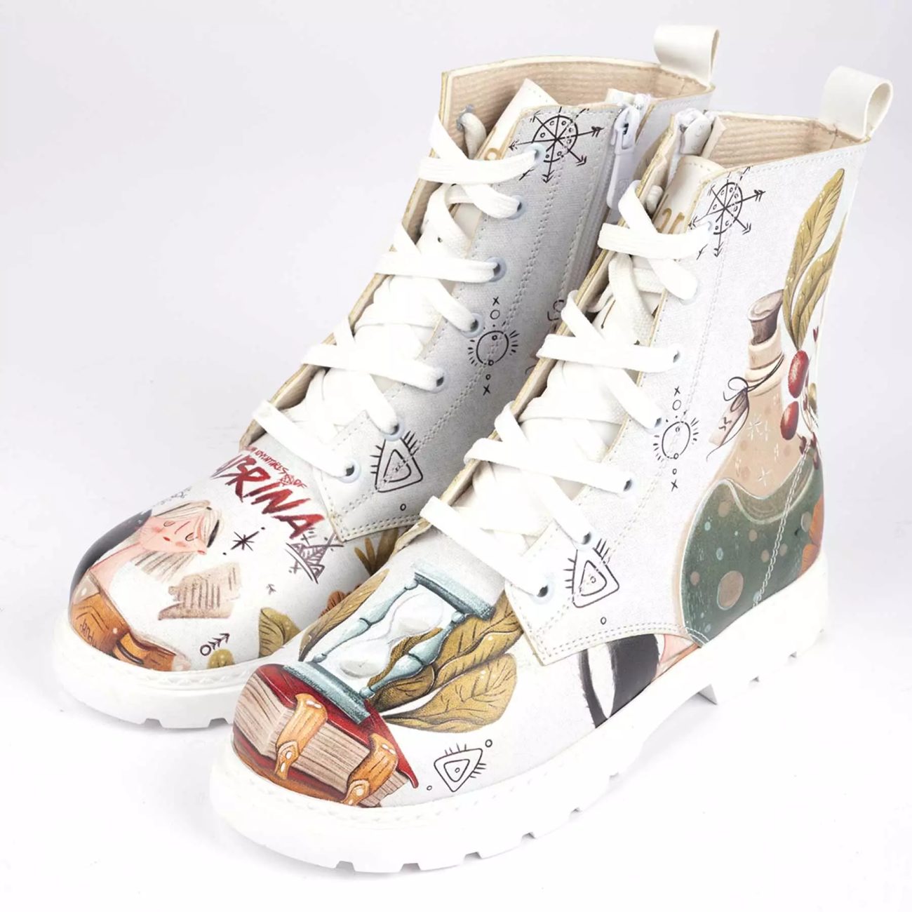 Graffiti-Druck Stiefelette für Frauen – Synthetisches Leder & Roper-Absatz