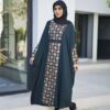 Schwarze Abaya für Frauen mit Floralem Design Modell Noura