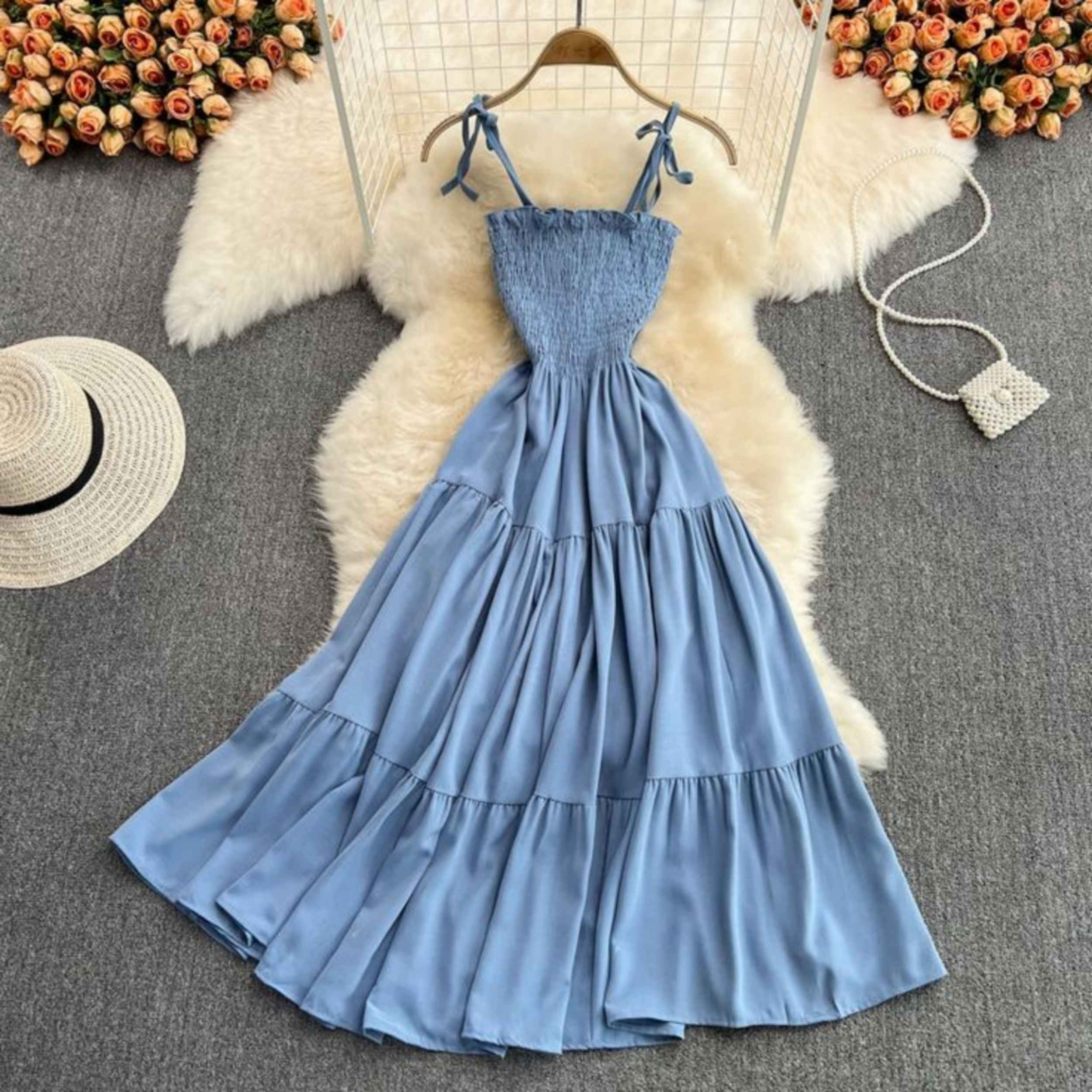 Blaues Strandkleid für Damen Modell Sommernacht