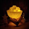 Persische Schüssel Salzlampe - Natürliche Steinsalzkristalle und Holzsockel