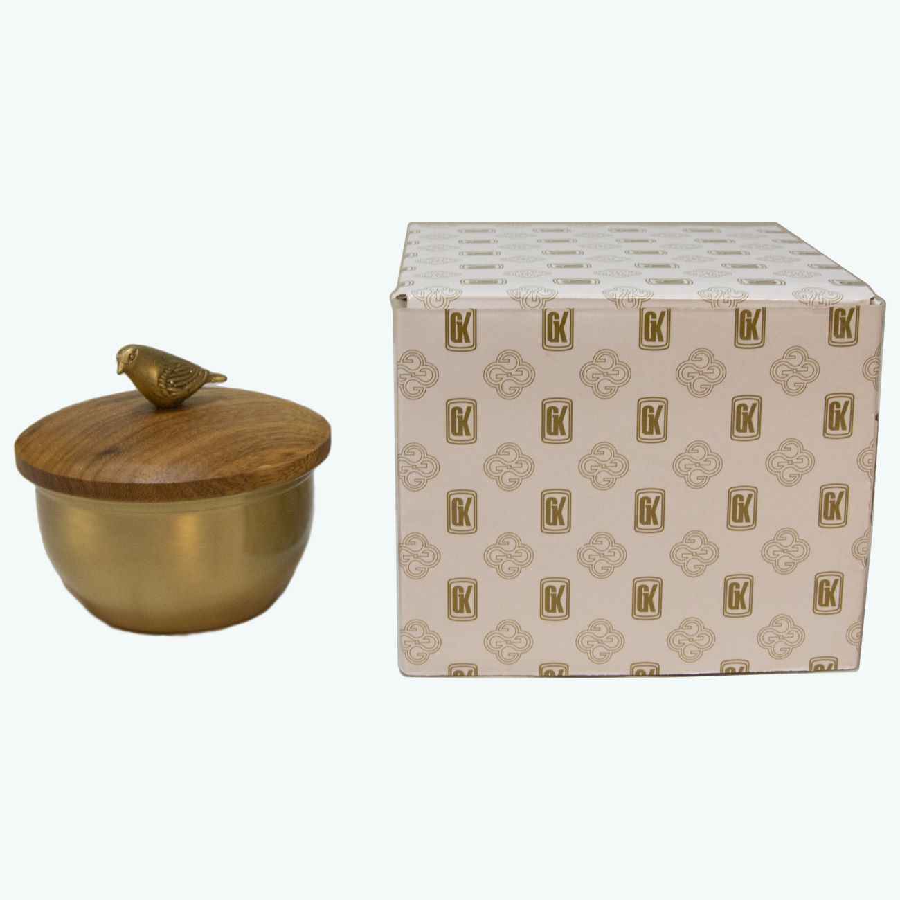 Messing-Zuckerschale mit Deckel Vogeldesign