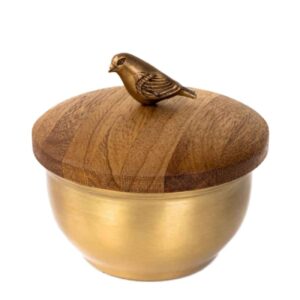 Messing-Zuckerschale mit Deckel Vogeldesign