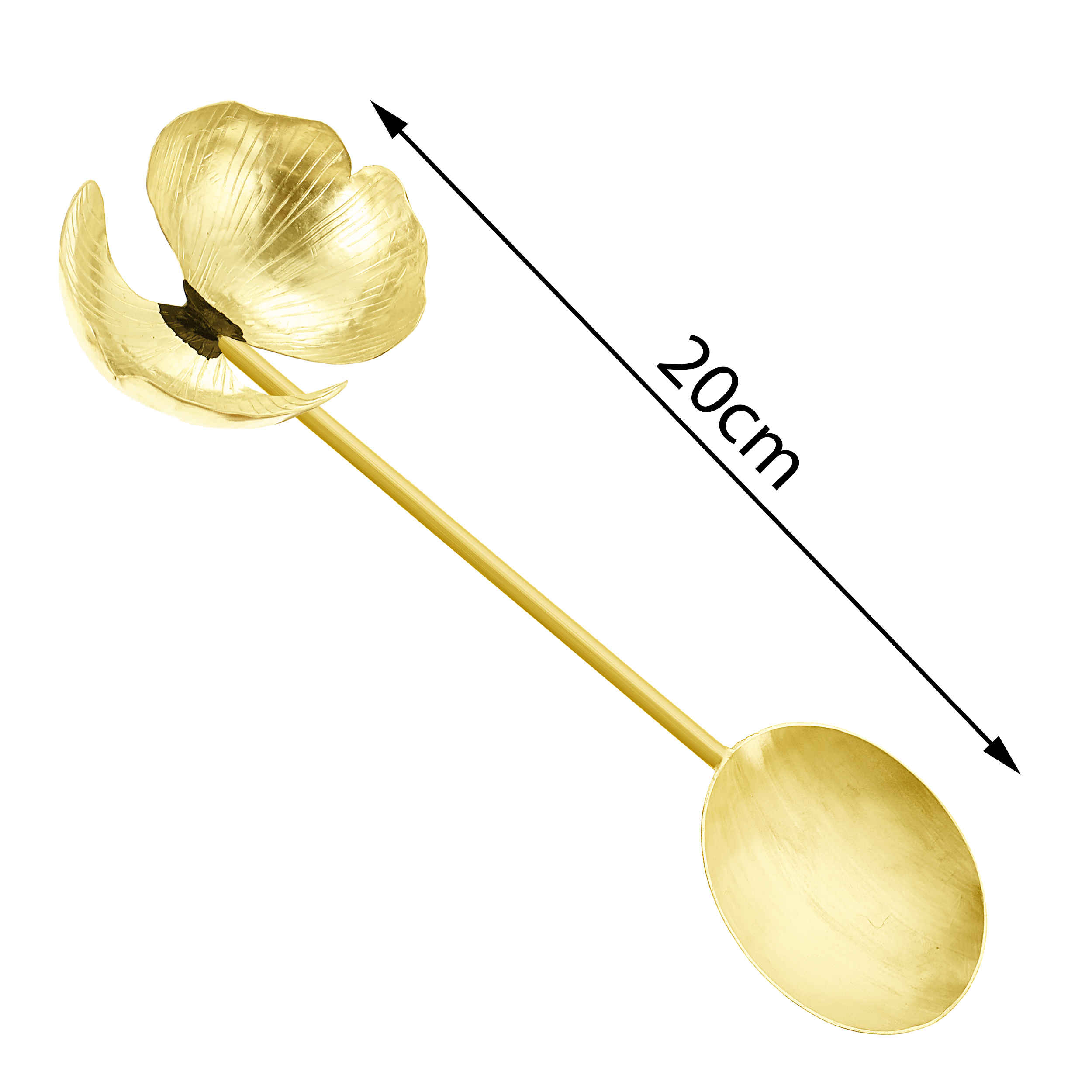 Messing-Nussservierlöffel mit Orchideenmotiv