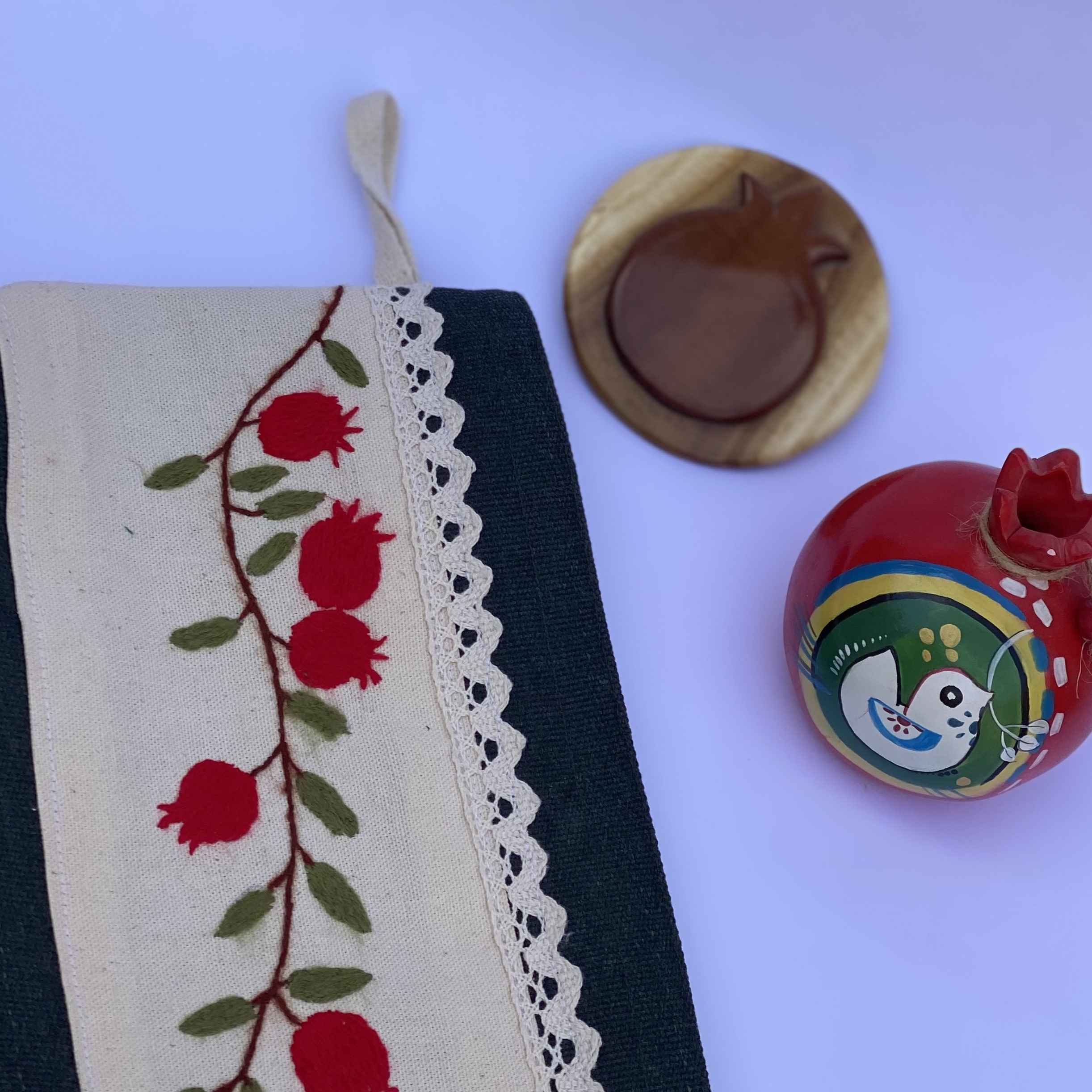 Persische Bukhara Stickerei Make-up Tasche mit Granatapfel-Design