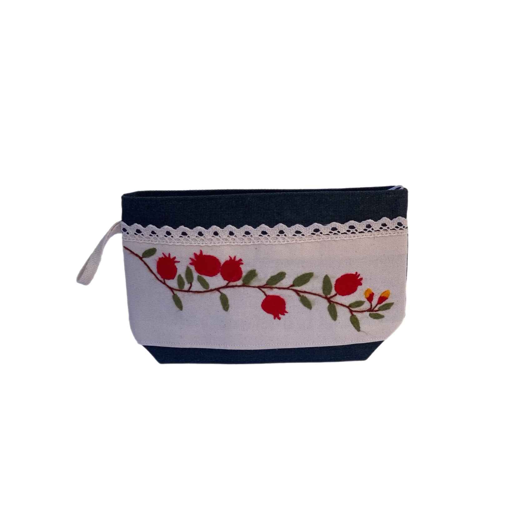 Persische Bukhara Stickerei Make-up Tasche mit Granatapfel-Design