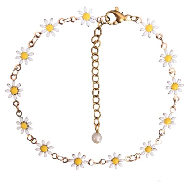 Ketten-Fußkette mit Weißer Sonnenblumen-Design