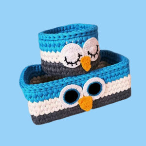 Häkel-Aufbewahrungskorb Garn Eulendesign Set aus 2