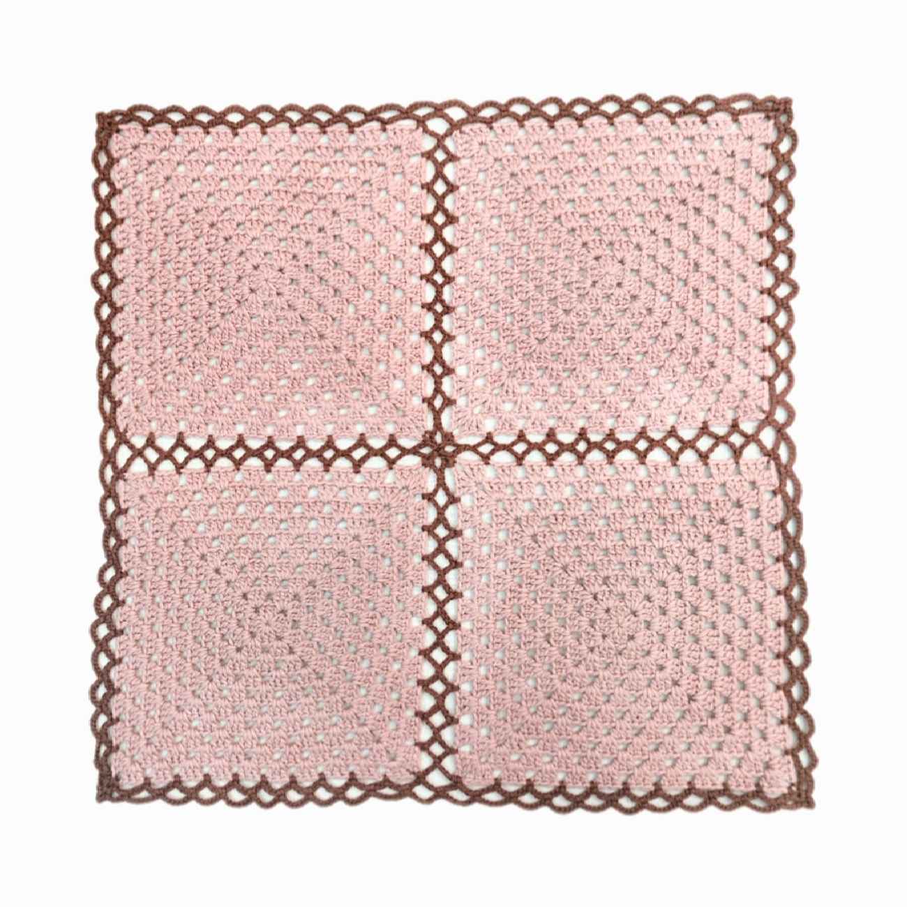 Häkel-Tischdecke Handgestrickt Quadratisch Hellrosa