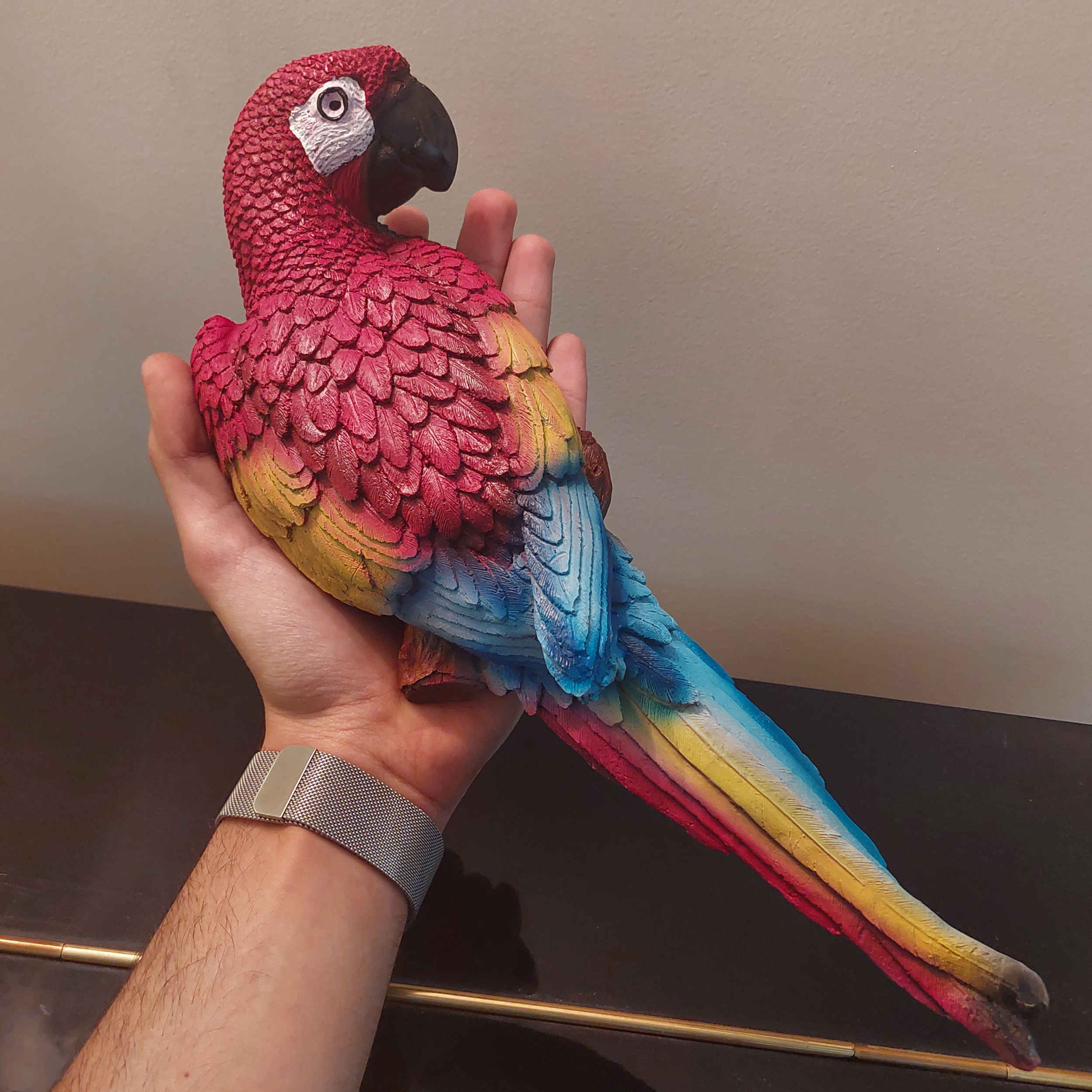 Dekorative Tierfigur Wandmontierter Papagei – Tropische Vogelkunst-Statue