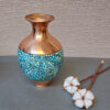 Handgefertigte Persische Vase aus Kupfer mit Einlegearbeit in Türkis, Eleganz