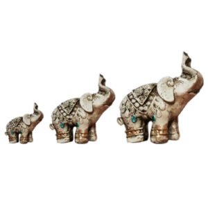 Set aus 3 dekorativen Elefanten-Figuren – Exotische Tier-Skulpturen