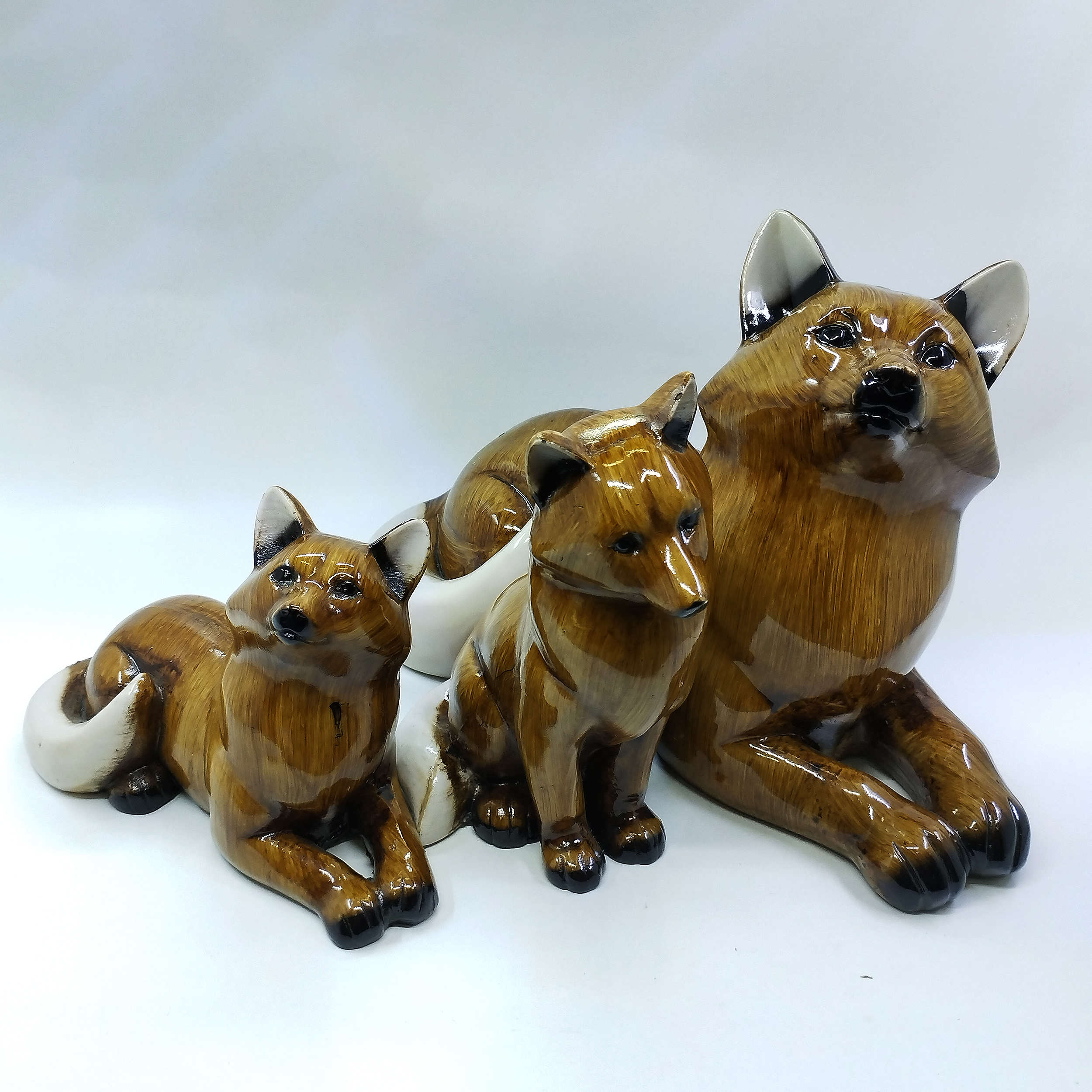 Set aus 3 dekorativen Fuchs-Figuren – Charmante Wildtier-Dekoration