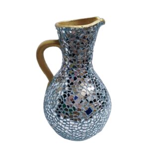 Dekorativer Töpferkrug Handgefertigt mit Spiegelmosaik-Design