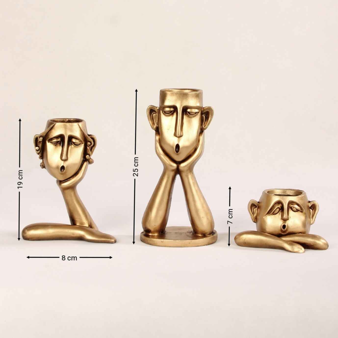 Dekorative Skulptur-Vase mit menschlichem Gesicht, 3-teilig