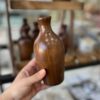 Dekorative Knospenvase aus massivem Naturholz, handgefertigt in Dunkelbraun