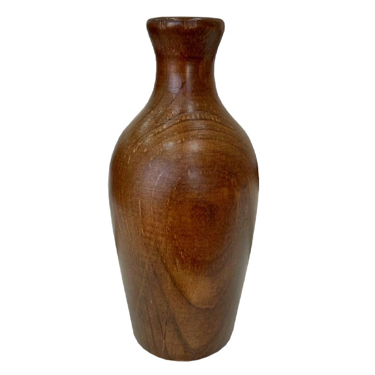 Dekorative Knospenvase aus massivem Naturholz, handgefertigt in Dunkelbraun