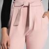 Gefaltete Stoffhosen mit Tasche für Frauen