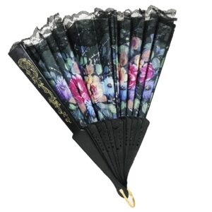 Schwarzer faltbarer und tragbarer Blumenfächer Modell Wind