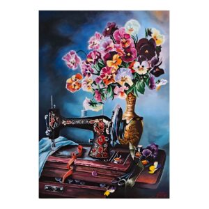 Original Blumen Kunstmalerei – Öl auf Leinwand von Ahmad Motaghedi