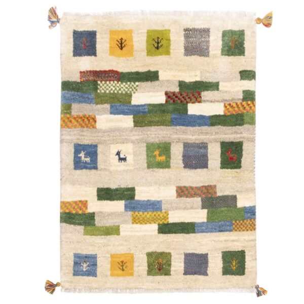 Original persischer Gabbeh-Wollteppich handgewebt in Fars mit Rand rot