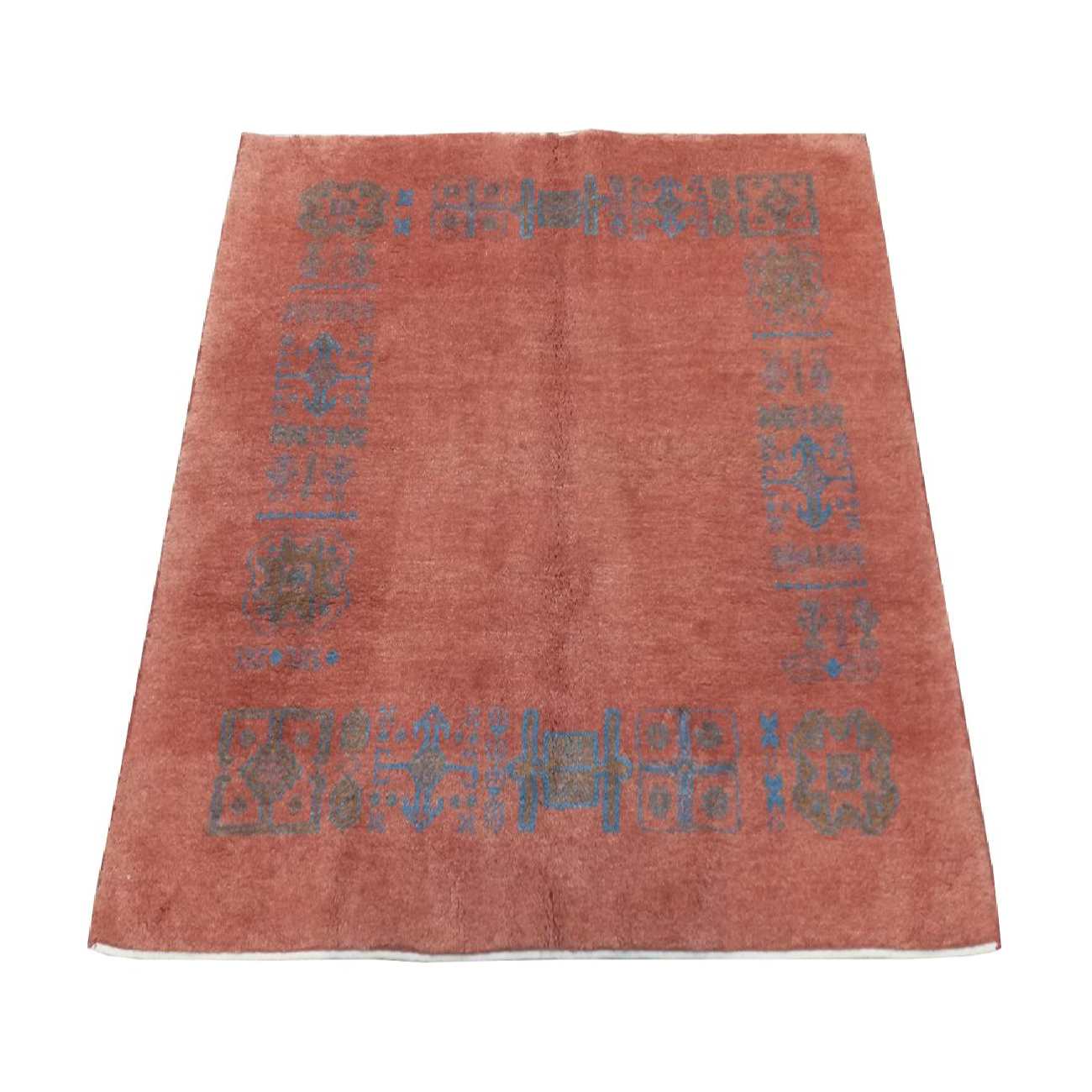Authentischer echter persischer Gabbeh-Wollteppich handgewebt in Fars mit Rand orange