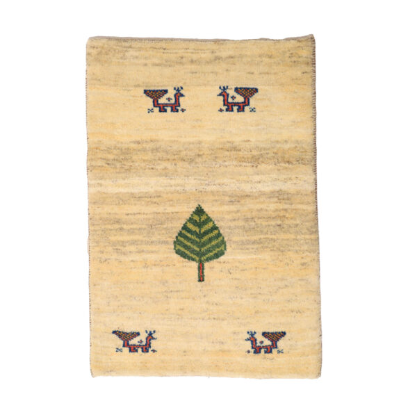 Echter persischer Gabbeh-Wollteppich handgewebt in Fars mit Rand grau